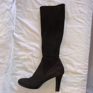 Aquatalia Charcoal Suede Heeled Boots